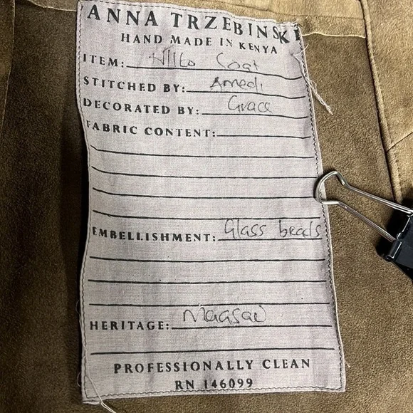 **SOLD** ANNA TRZEBINSKI NTITO COAT TAN SUEDE DUSTER - Picture 14 of 14